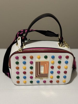 Karl Lagerfeld Paris Premium Leather Studded Crossbody Shoulder Camera Bag New
