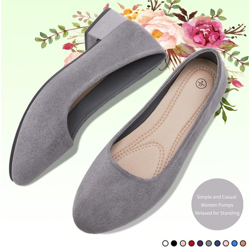 AISFAES Women Pumps Low Chunky Rounded Toe Heels Healed Dress Pumps Elegant W... - Picture 2 of 6