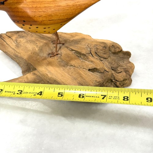 Figura de pájaro gaitero tallado a mano en madera a la deriva por Walter Grether 1982 - Imagen 11 de 14
