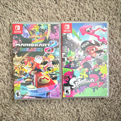 Nintendo Switch 2-Game Lot: Mario Kart 8 Deluxe, Splatoon 2 w/Cases