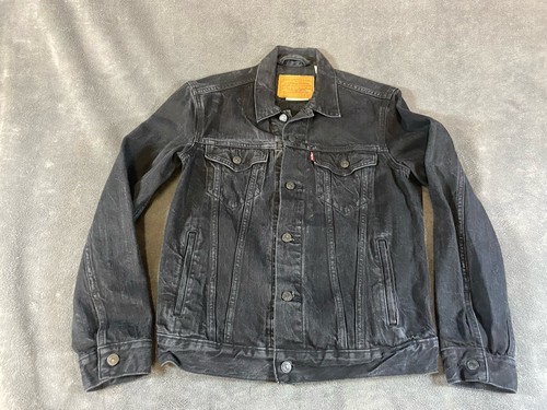 Levis Premium Trucker Jacke Herren Medium Schwarz Denim Utility Knopfleiste Outdoor - Bild 2 von 11