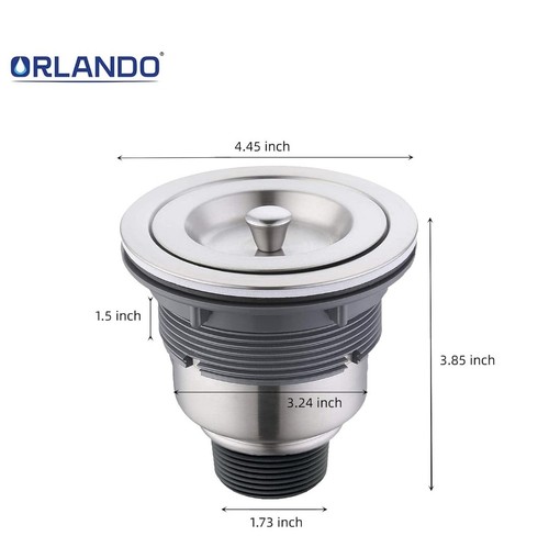 Home Kitchen Sink 3-1/2 Inch Stainless Steel Drain Assembly With Strainer Basket - Picture 3 of 10