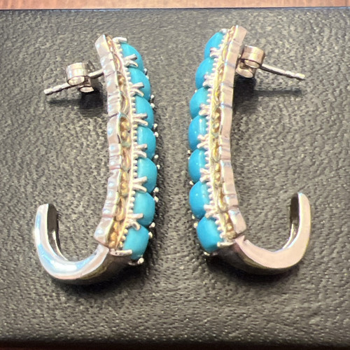 Pendientes colgantes Chuck Clemency STS Sterling 925 Bella Durmiente Turquesa J Aro - Imagen 3 de 13