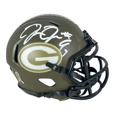 Josh Jacobs Signed White Ink Green Bay Packers Salute to service Mini Football H