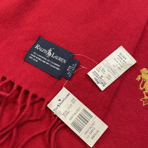Vintage 90er Ralph Lauren Wolle Kaschmir Überwurf Decke rot bestickt Neu mit Etikett! 800 $ - Bild 2 von 7