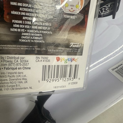 Pennywise Plastic Mask It Funko Pop Fancy Dress Up Halloween Costume Accessory - Picture 3 of 3