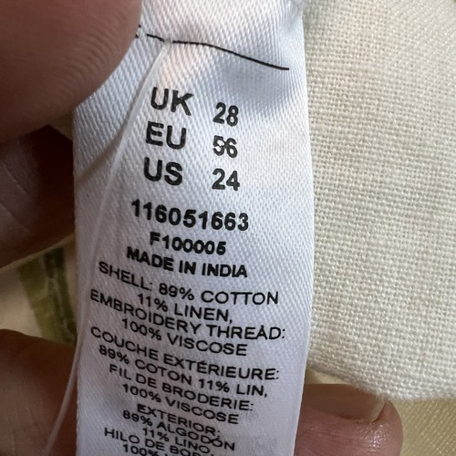 Asos Edition Damenkleid bestickt Blumen Curve Größe 24 Knopfleiste Leinen - Bild 16 von 19