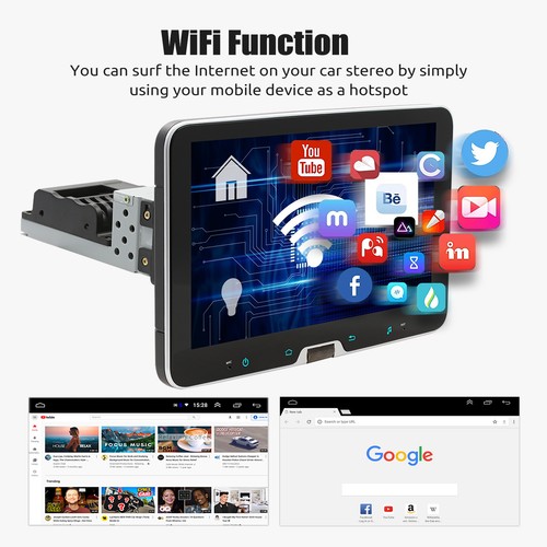 Single 1Din Rotatable 10.1'' Apple Carplay Android 14 Car Stereo Radio GPS Wifi - Picture 8 of 16