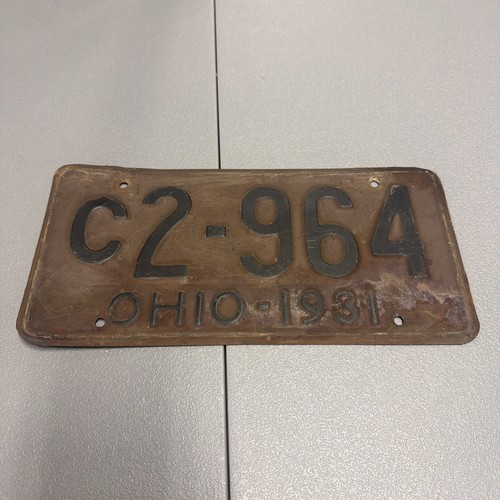 Vintage Original 1931 Ohio License Plate Tag # C2-964