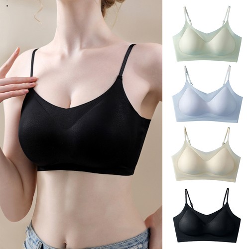 Women Push Up Bra Wireless Bralette Ice Silk Bra Underwear Summer Ultra-Thin - Picture 5 of 29