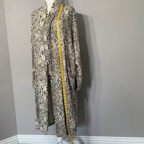 Free People Sz M Wild Nights Maxi Duster Kimono Snake Print Jacket Rouched Back - Picture 8 of 11