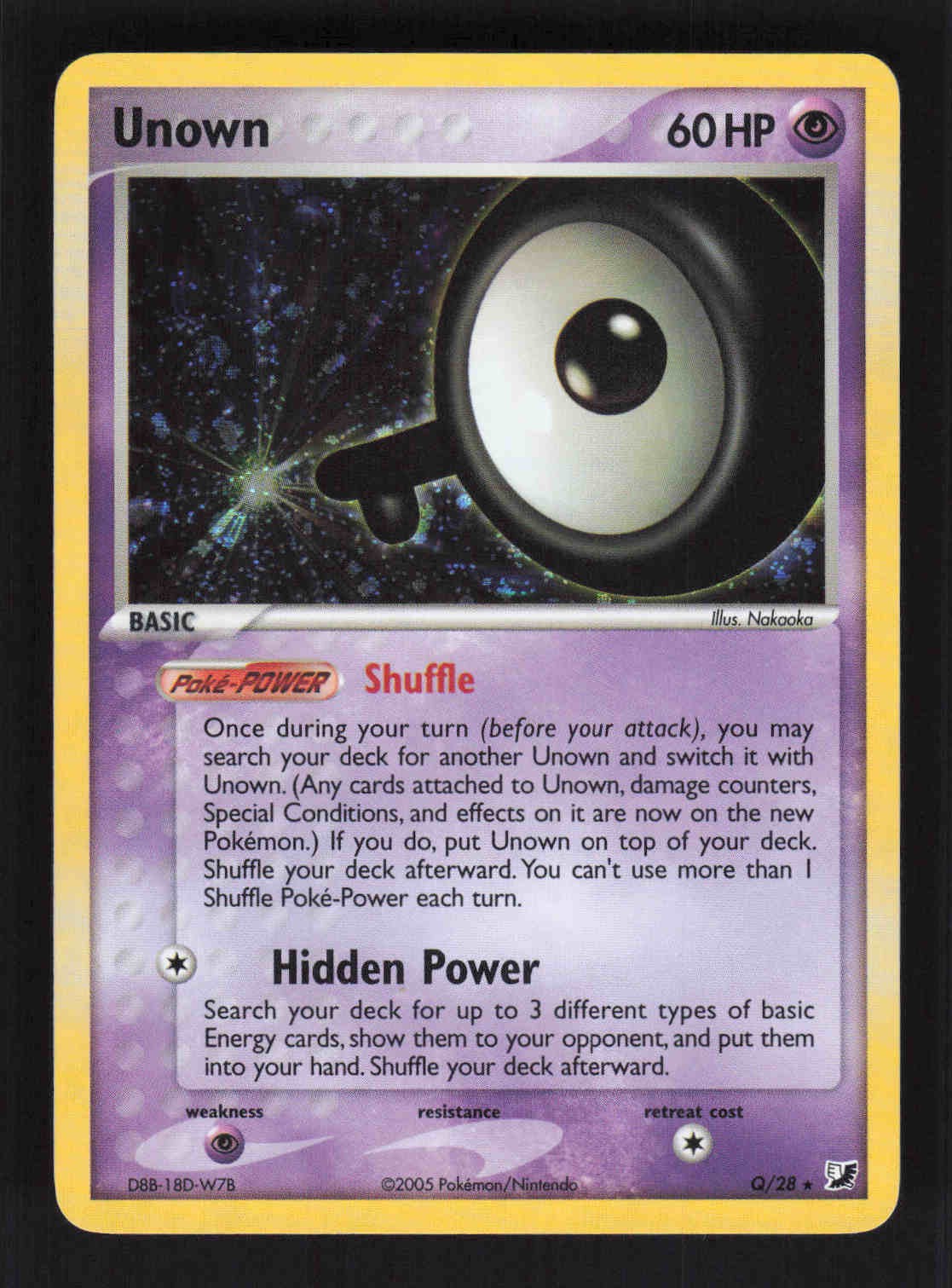 Unown (Q) Holo Rare Unseen Forces Q/28 NM