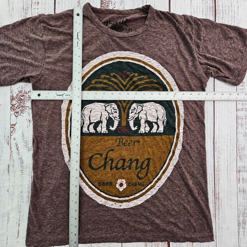 Chang Beer Elephants Logo Brown Short Sleeve Cotton Blend T-Shirt Men's 2XL - Picture 5 of 7