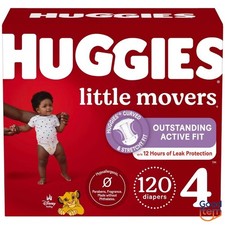 Huggies Little Movers Diapers - Size 4 - 120ct: Wetness Indicator 22-37 lbs