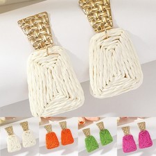 Fashion Party Earrings Lightweight Earrings Raffia Material Statement Earrings
