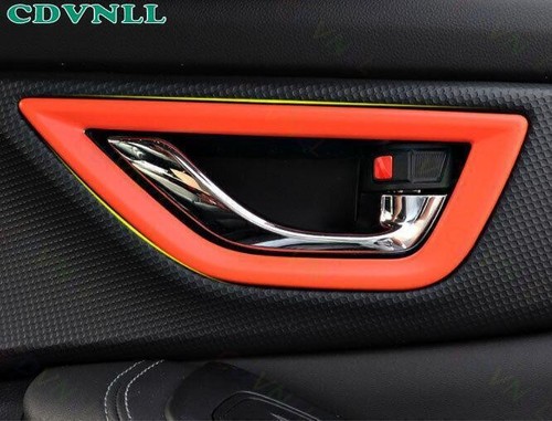 Cubierta de marco de decoración de manija de puerta interior naranja brillante para Subaru Forester 2019-2024 - Imagen 6 de 7