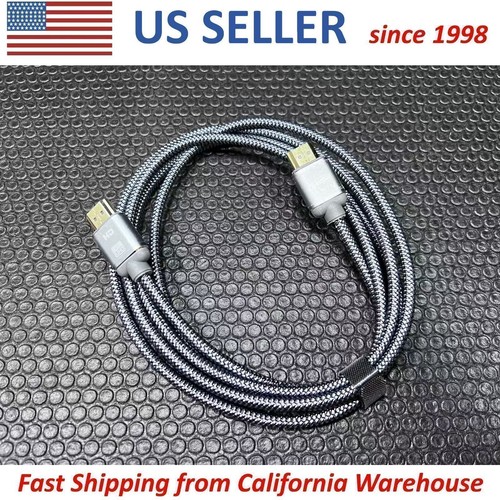 HDMI Gold Plated 4K Cable 6.6 feet 2m Braided Cord 3D High Speed UHD HD TV NEW - Picture 2 of 6