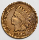 1903 1c Indian Head Cent - RAW - Cleaned - Great Detail / Nice Coin