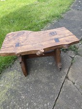 Organic Rustic Raw Solid Wood Low Side Table. Country Farmhouse 