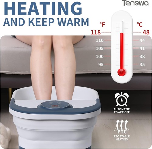 Collapsible Foot Spa Bath Massager with Heat, Bubbles, Pedicure Foot Spa with 8 - Foto 6 di 7