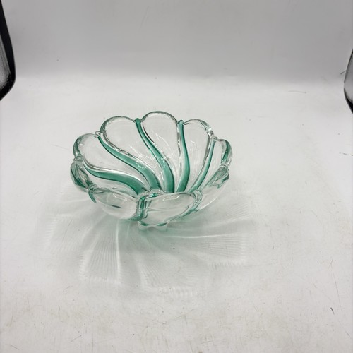 Vintage Mikasa Peppermint Green Swirl Crystal Glass Candy Dish - Picture 3 of 9