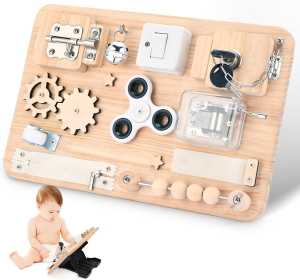 Montessori Busy Board Holzspielzeug Sensorik Motorikspielzeug FüR Kinder-image