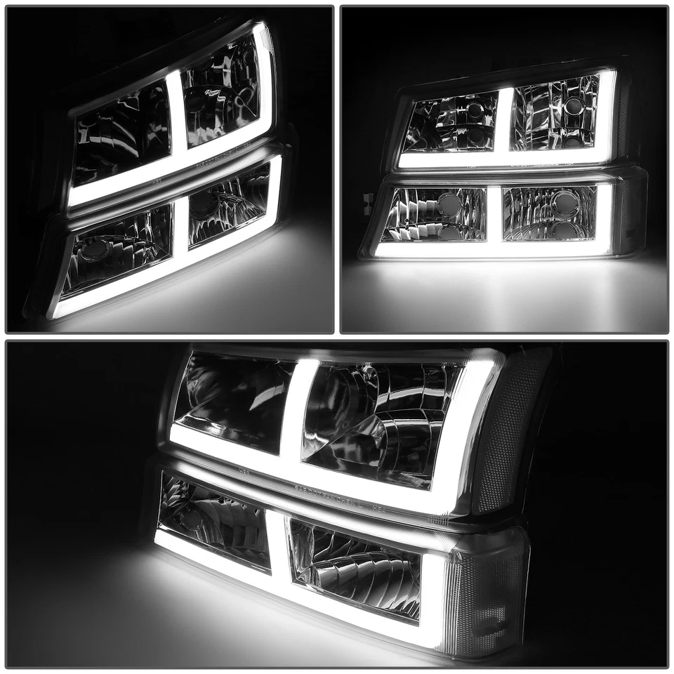 [F-LED DRL] PARA 03-07 SILVERADO AVALANCHA FARO PARACHOQUES LÁMPARAS CROMO/CLARO Foto 3 de 4