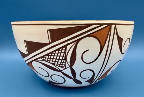 Große Zuni Pueblo Keramik Gebetsschale - Frosch, Hirsch Herzlinie - Loubert Soseeah - Bild 4 von 6
