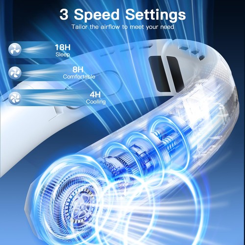 Ventilador de cuello portátil, ventilador de cuello recargable, ventilador personal de refrigeración 360°, 3 velocidades... - Imagen 3 de 8