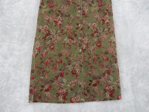 Eddie Bauer Skirt Womens 2 Petite Floral Corduroy Button Modest Cottage Bohemian - Picture 4 of 14