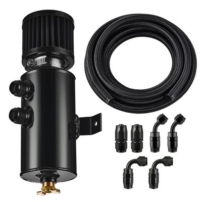 10AN Oil Catch Can, Breather Tank with AN10 Fuel Line Kit Nylon Braided CPE 10FT
