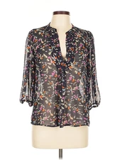 Collective Concepts Women Black 3/4 Sleeve Blouse L