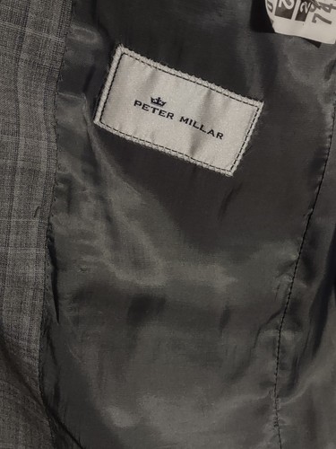 Men's Peter Millar Suit Plaid Gray 40 R - Picture 3 of 6