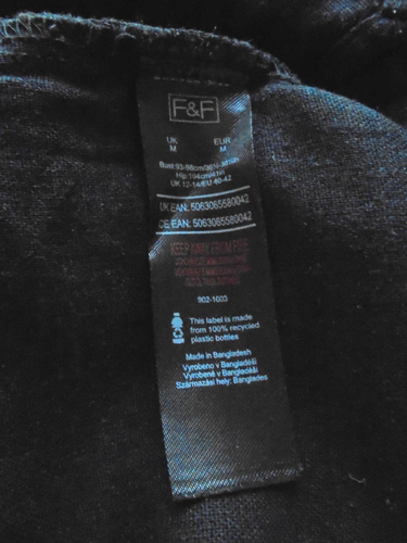 LADIES F&F JUMPSUIT LOOSE FIT BLACK RICH LINEN V NECK POCKETS SIZE 12-14 UK - Picture 11 of 12