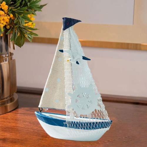 Miniature Sailing Boat Ornament Desk Statuette Craft Mini Sailboat Model Wooden - Picture 5 of 7