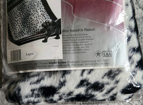 Biederlack Lagos 60 X 80 Throw Blanket Animal Print Black New - Picture 3 of 9