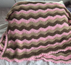 Pink Tan Brown Crochet Cotton Baby Girl Toddler Lap Throw Blanket Chevron 41x50
