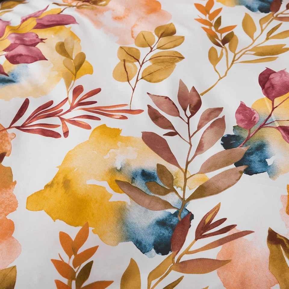 Set Copripiumino Floreale Colorato Letto Matrimoniale Autunno Rami E Foglie, 1 X - Immagine 4 di 4