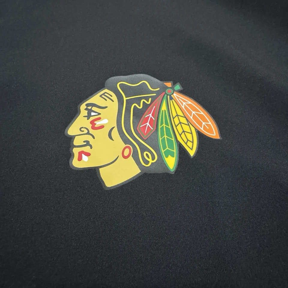 Chicago Blackhawks Pullover Mens 2XL Adidas Black 1/2 Zip Lightweight NHL Hockey - Image 2 of 4