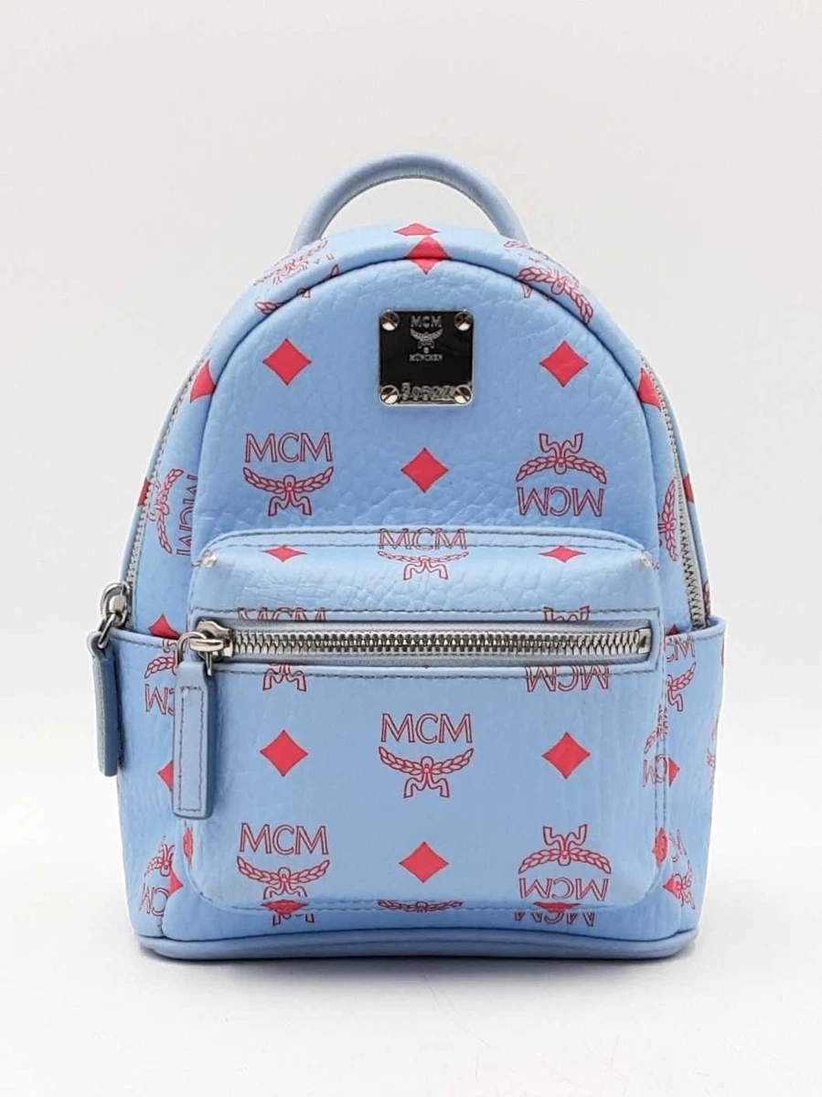 MCM Light Blue Visetos Mini Backpack with Black Accents MCM Stark Visetos Backpack Extra Mini Blue Bell | Lyst main image 4