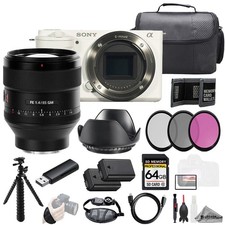 Sony ZV-E10 White Body  FE 85mm f/1.4 GM Lens 64GB  3 PC Filter- Kit