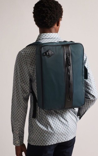 TED BAKER MOTIVEE Multifunction Travel Messenger Laptop Backpack Blue NWOT $178 - Picture 2 of 12