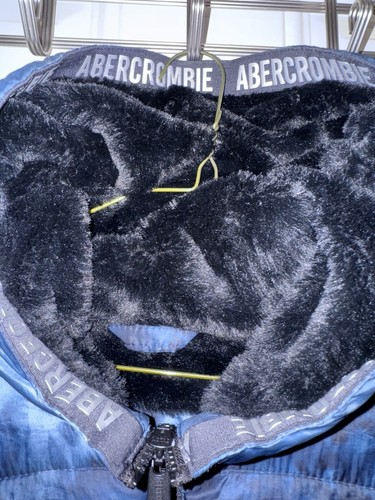 Abercrombie & Fitch Kids Fleece Lined Blue Puffer Coat, Winter Jacket Sz 15-16 - Picture 4 of 11