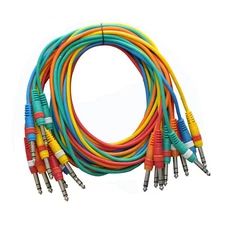 10 Pack 5ft TRS 1/4" Patch Cables Audio Cord Instrument Effects Mixer