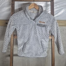Simply Southern Girls sherpa 1/4 snap pullover grey Youth Small