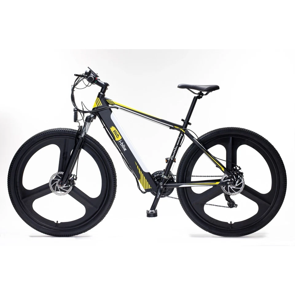 , Mountain Mud, Bicicletta Elettrica, Nero Bianco Giallo, Adulto, Unisex - Immagine 3 di 4