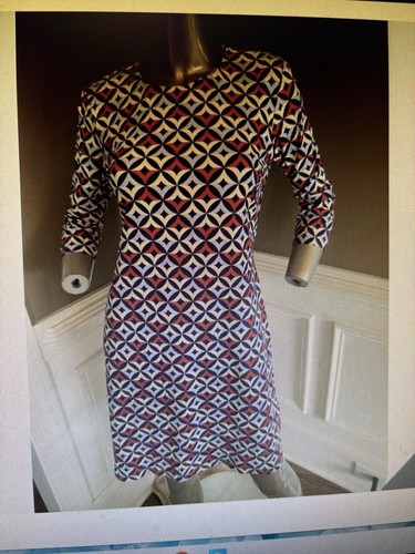 J. McLaughlin S Sophia Mod Wellington Print Nylon/Spandex Dress Red, White Blue - Picture 3 of 6