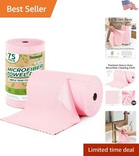 75 Pack Microfiber Cleaning Cloth Roll, Lint Free 12x12 Inch for Effortless C...