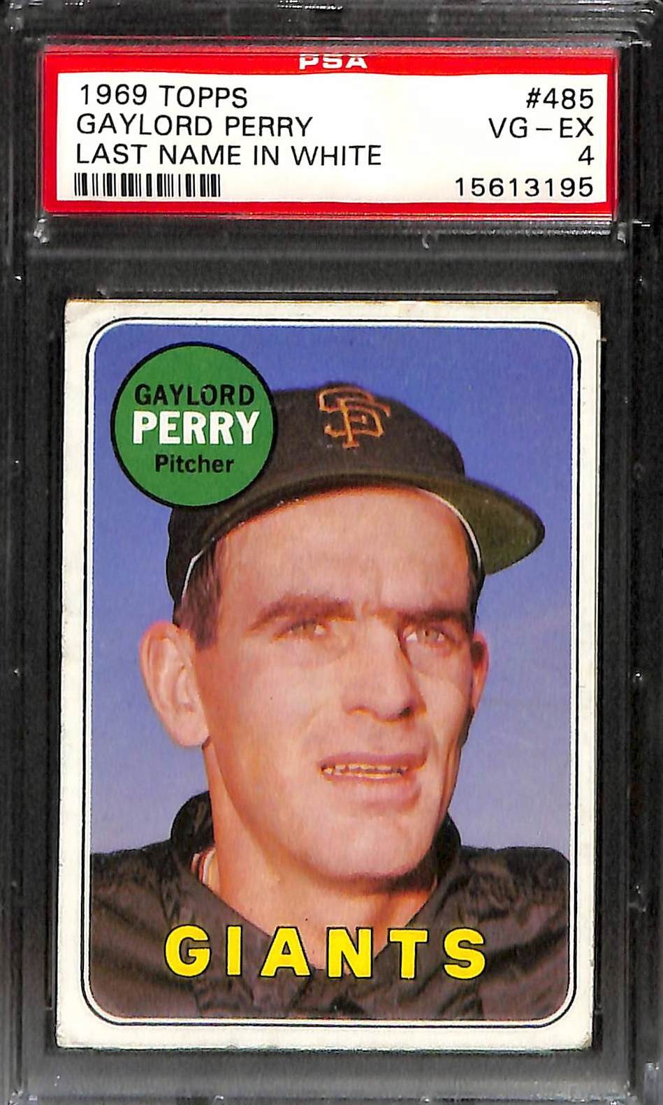 1969 TOPPS #485 GAYLORD PERRY WHITE NAME PSA 4 VG-EX 15613195