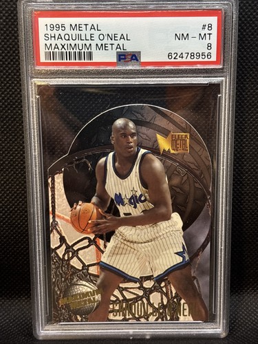 🔥 1995-96 Fleer Metal #8 Maximum Metal Die-Cut Shaquille O'Neal PSA 8 HOF MVP